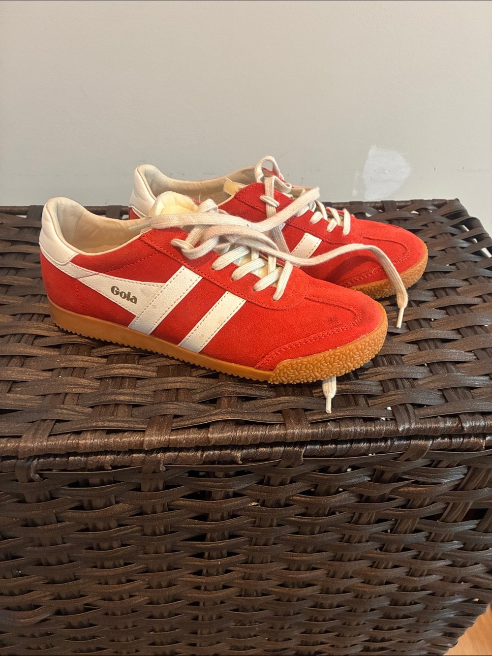 Gola Red Suede Trainers with White Stripes